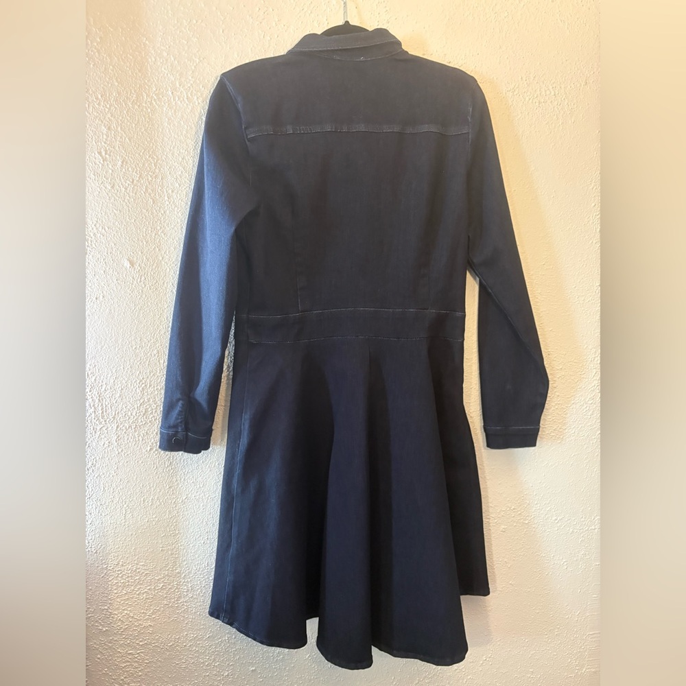 Classic A Loves A Dark Blue Denim Fit & Flare Shirt Dress NWT Women’s Size - Picture 3 of 6